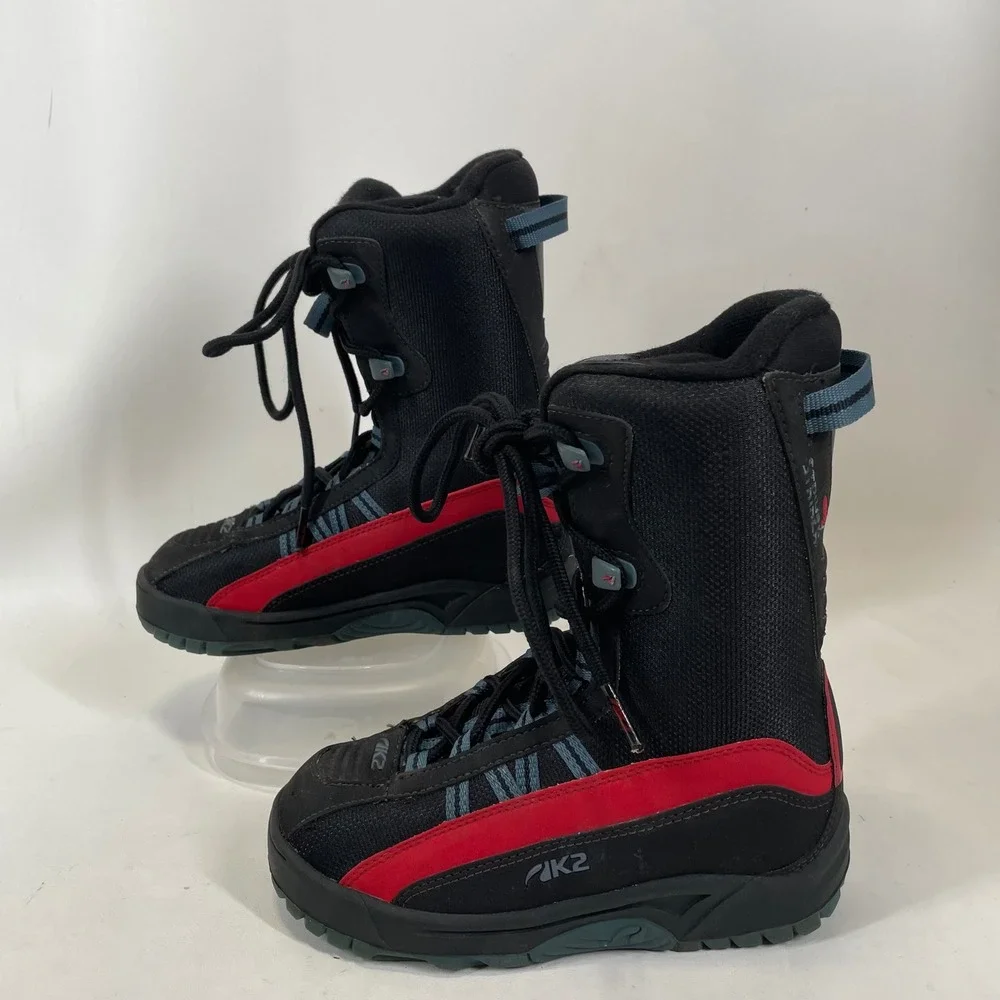 K2 Striker Kids Snowboard Boots Black Red Lace Up Size 4 Kids EUR 35 CM 22.5